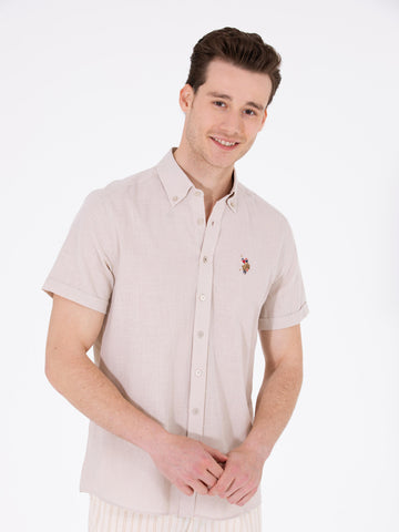 USPA Shirt Men Stone VR049 USPSH305 Regular Half Sleeve US Polo Assn.